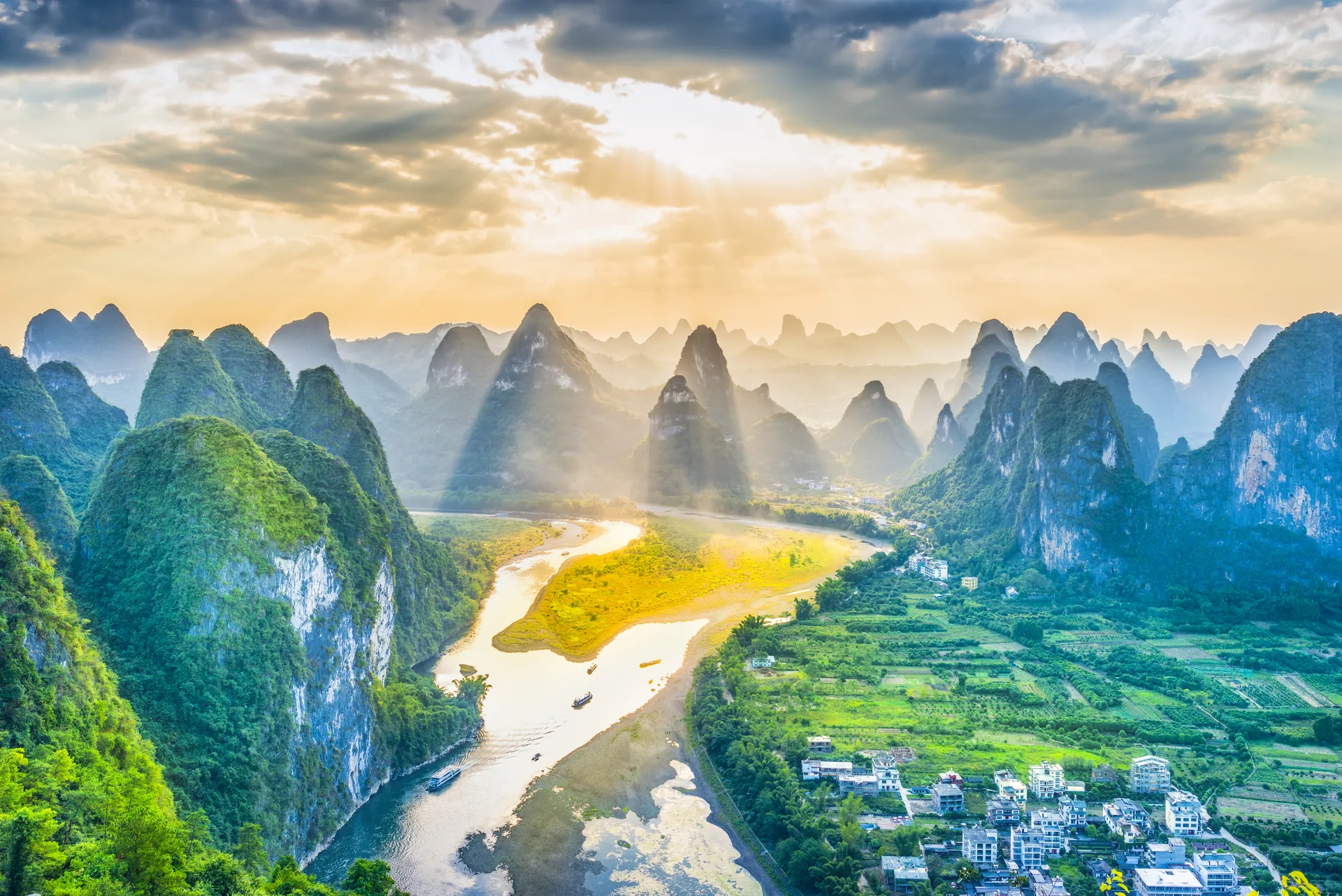 Guilin karst landscape and river